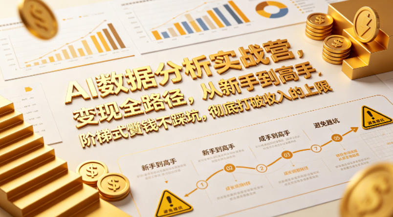 AI数据分析实战营，变现全路径，从新手到高手，阶梯式賺钱不踩坑，彻底打破收入的上限-hcnxn
