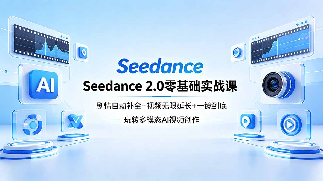Seedance 2.0零基础实战课：剧情自动补全+视频无限延长+一镜到底：玩转多模态AI视频创作-hcnxn