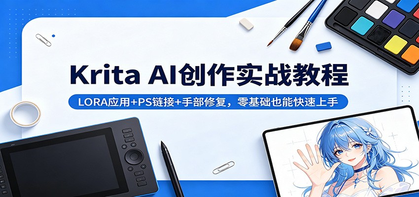 Krita AI创作实战教程：LORA应用+PS链接+手部修复，零基础也能快速上手-hcnxn