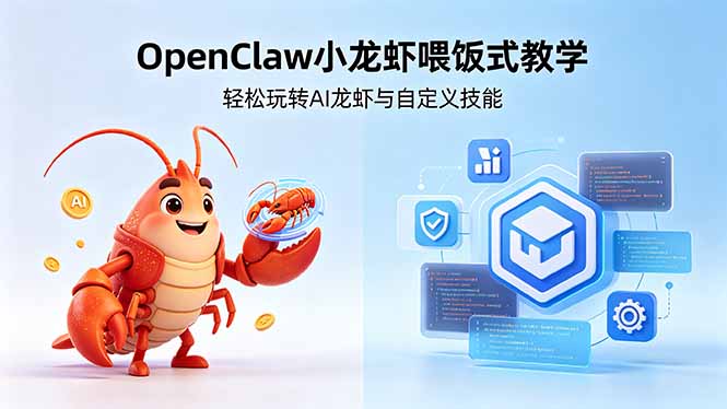 不用懂技术！OpenClaw小龙虾喂饭式教学，轻松玩转AI龙虾与自定义技能-hcnxn