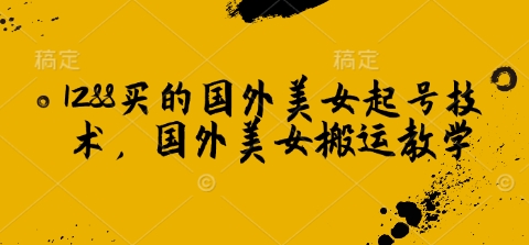 1288买的国外美女起号技术，国外美女搬运教学-hcnxn