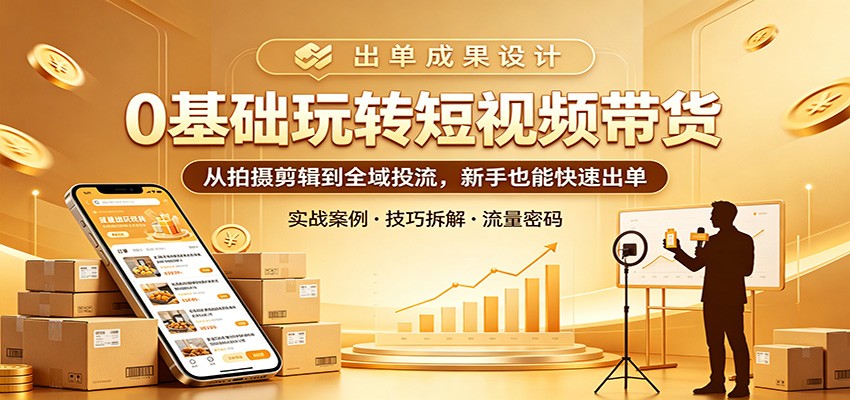 0基础玩转短视频带货：从拍摄剪辑到全域投流，新手也能快速出单-hcnxn