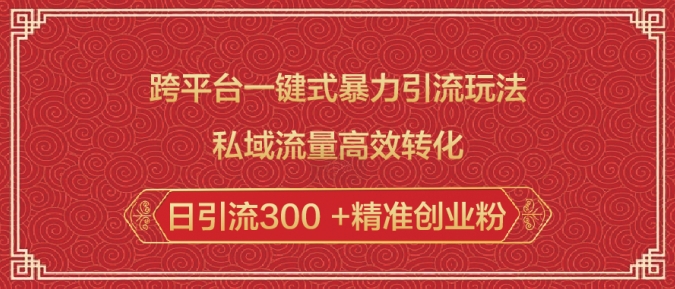 跨平台一键式暴力引流玩法，私域流量高效转化日引流300 +精准创业粉-hcnxn