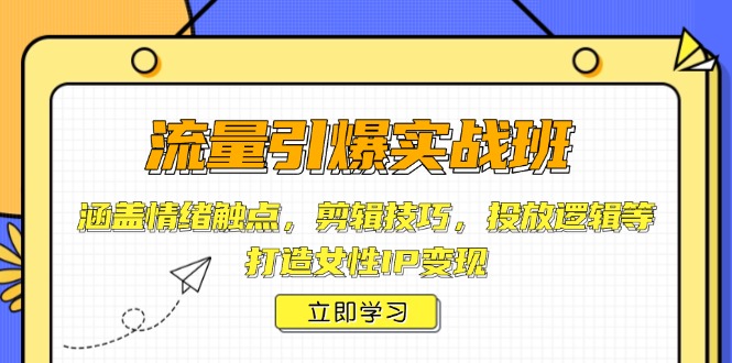 流量引爆实战班，涵盖情绪触点，剪辑技巧，投放逻辑等，打造女性IP变现-hcnxn