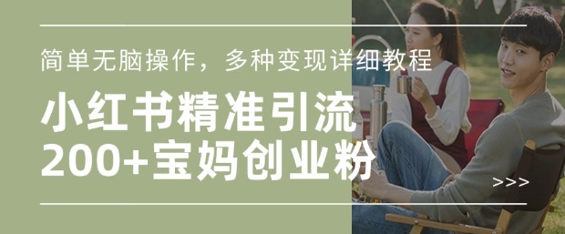 小红书混剪日引200+宝妈创业粉，简单无脑操作，多种变现详细教程-hcnxn