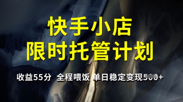 快手小店限时托管计划，收益55分，全程喂饭，单日稳定变现5张【揭秘】-hcnxn