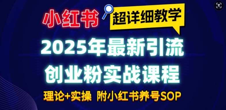 2025年最新小红书引流创业粉实战课程【超详细教学】小白轻松上手，月入1W+，附小红书养号SOP-hcnxn