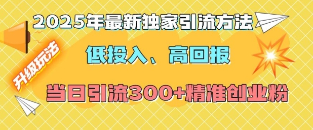 2025年最新独家引流方法，低投入高回报？当日引流300+精准创业粉-hcnxn
