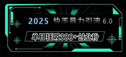 2025年快手6.0保姆级教程震撼来袭，单日狂吸300+精准创业粉-hcnxn