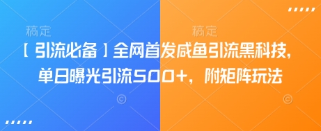 【引流必备】全网首发咸鱼引流黑科技，单日曝光引流500+，附矩阵玩法【揭秘】-hcnxn