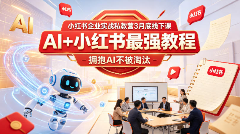 小红书企业实战私教营3月底线下课，AI+小红书最强教程，拥抱AI不被淘汰-hcnxn