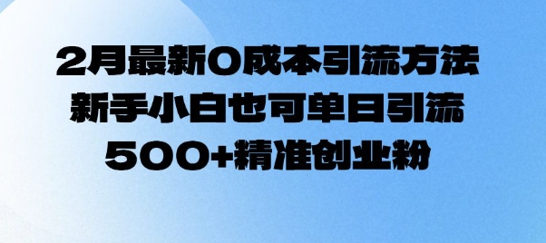 2月最新0成本引流方法，新手小白也可单日引流500+精准创业粉-hcnxn