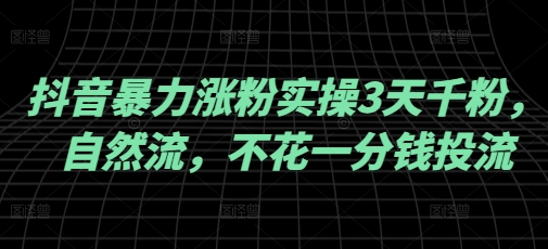 抖音暴力涨粉实操3天千粉，自然流，不花一分钱投流，实操经验分享-hcnxn