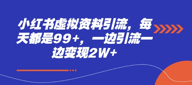 小红书虚拟资料引流，每天都是99+，一边引流一边变现2W+-hcnxn