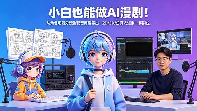 小白也能做AI漫剧！从角色场景分镜到配音剪辑导出，2D/3D/仿真人漫剧一步到位-hcnxn