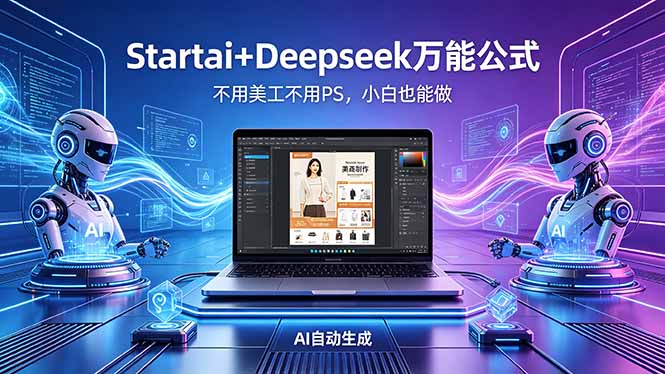 AI自动做电商详情页：Startai+Deepseek万能公式，不用美工不用PS，小白也能做-hcnxn