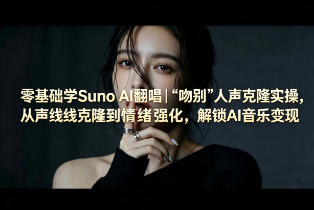 零基础学Suno AI翻唱｜《吻别》人声克隆实操，从声线克隆到情绪强化，解锁AI音乐变现-hcnxn