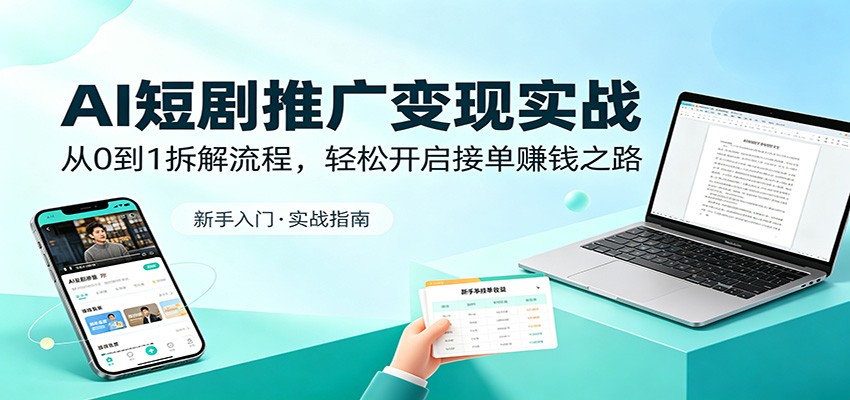 AI短剧推广变现实战：从0到1拆解流程，轻松开启接单赚钱之路-hcnxn