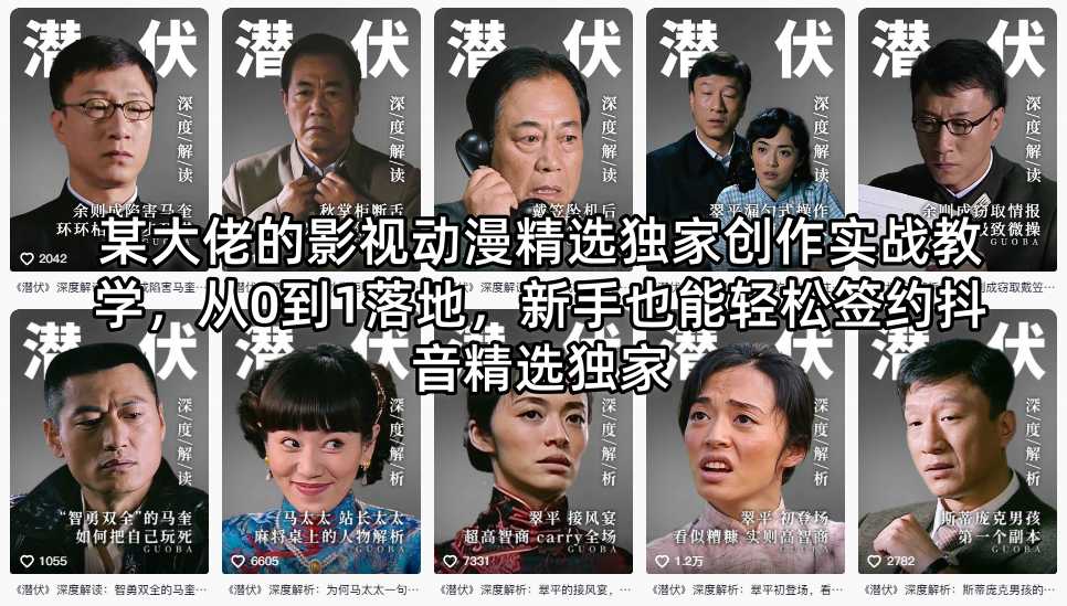 某大佬的影视动漫精选独家创作实战教学，从0到1落地，新手也能轻松签约抖音精选独家-hcnxn