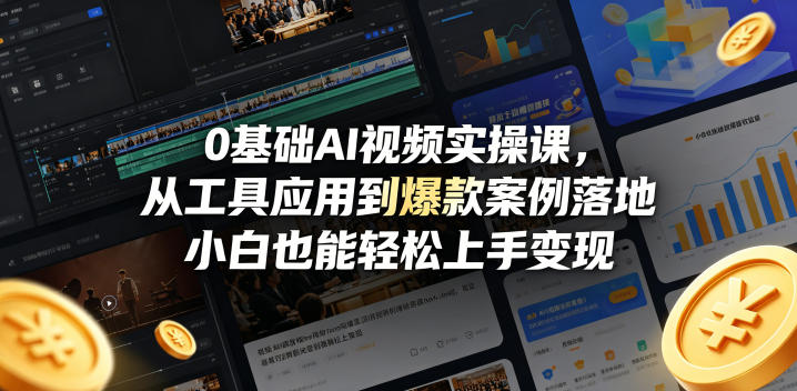 0基础AI视频实操课，从工具应用到爆款案例落地，小白也能轻松上手变现-hcnxn