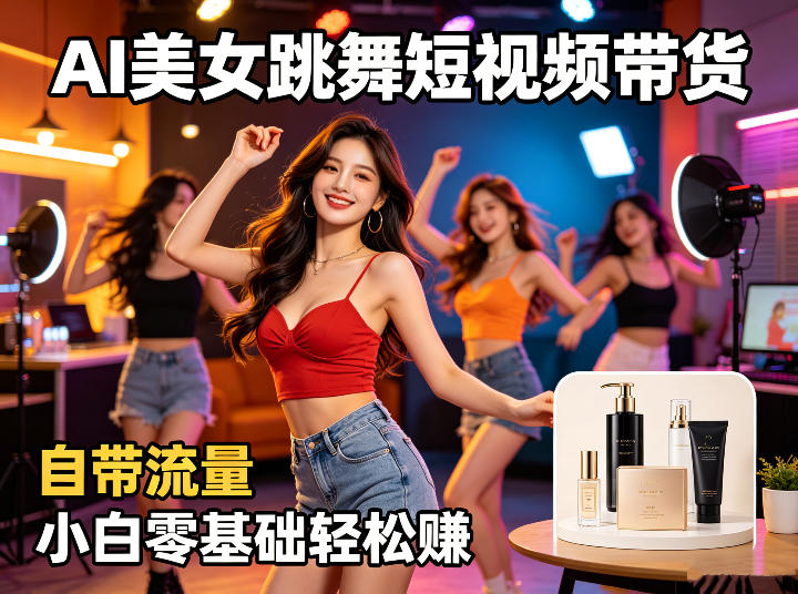 AI美女跳舞短视频带货：自带流量，小白零基础轻松賺，详细拆解-hcnxn