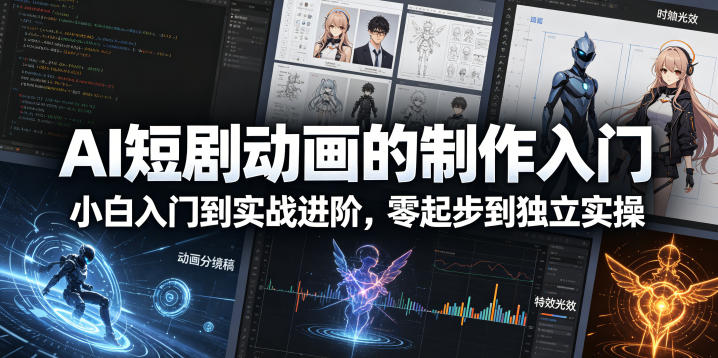 AI短剧动画的制作入门，小白入门到实战进阶，零起步到独立实操-hcnxn