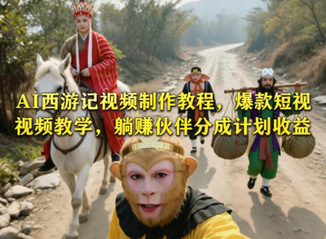 AI西游记视频制作教程，爆款短视频教学，躺賺伙伴分成计划收益-hcnxn