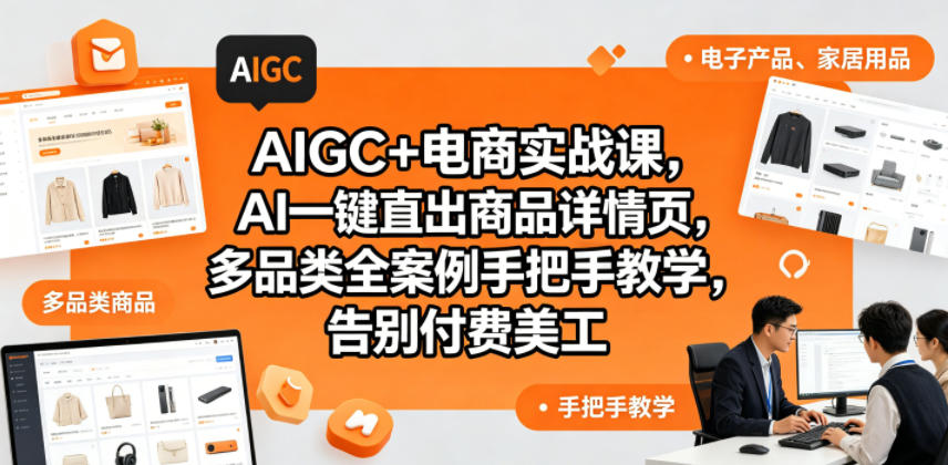 AIGC+电商实战课，AI一键直出商品详情页，多品类全案例手把手教学，告别付费美工-hcnxn