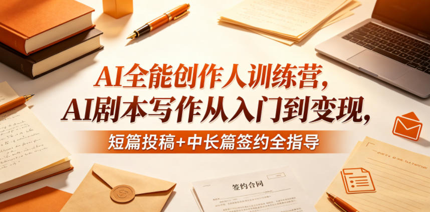 AI全能创作人训练营，AI剧本写作从入门到变现，短篇投稿+中长篇签约全指导-hcnxn