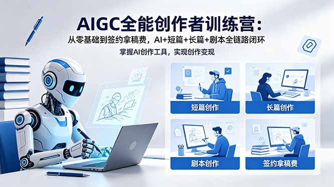 AIGC全能创作者训练营：从零基础到签约拿稿费，AI+短篇+长篇+剧本全链路闭环-hcnxn