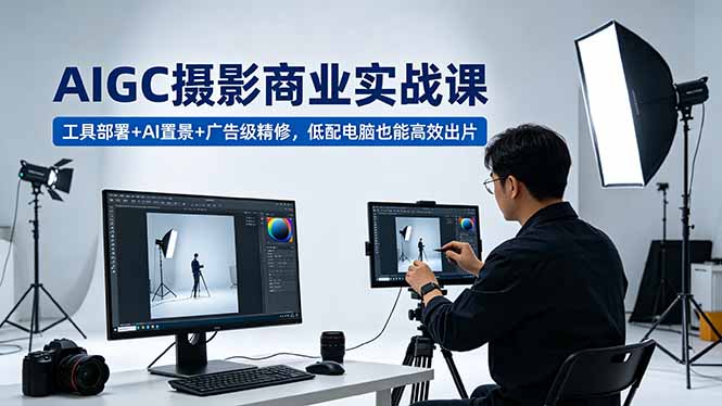 AIGC 摄影商业实战课，工具部署+AI置景+广告级精修，低配电脑也能高效出片-hcnxn