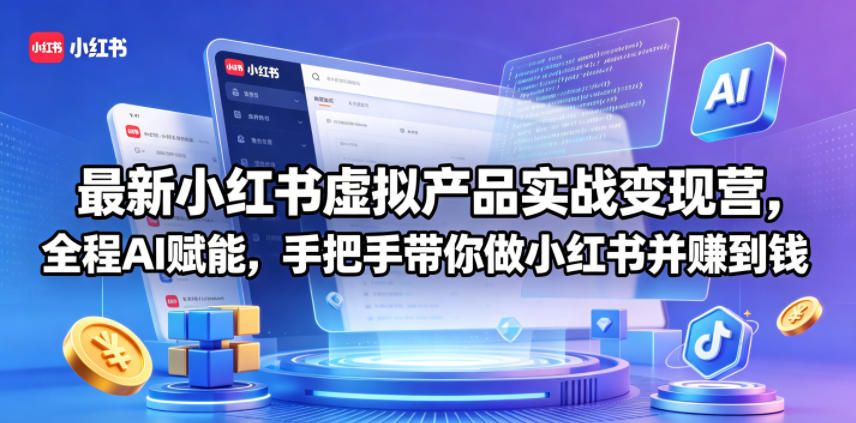 最新小红书虚拟产品实战变现营，全程AI赋能，手把手带你做小红书并赚到钱-hcnxn