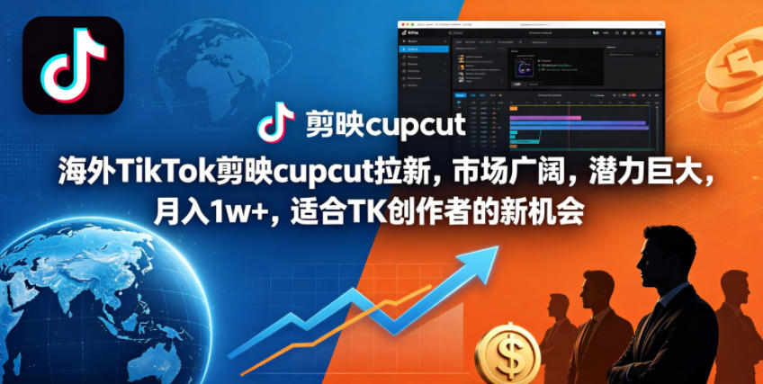 海外TikTok剪映cupcut拉新，市场广阔，潜力巨大，月入1w+，适合TK创作者的新机会-hcnxn