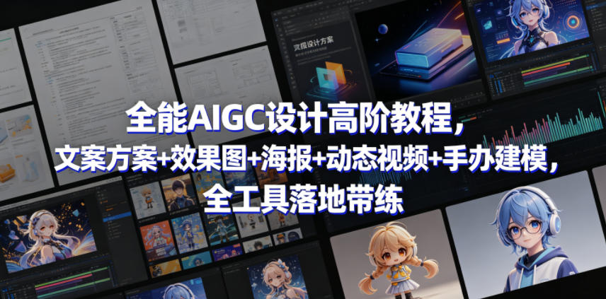 全能AIGC设计高阶教程，文案方案+效果图+海报+动态视频+手办建模，全工具落地带练-hcnxn