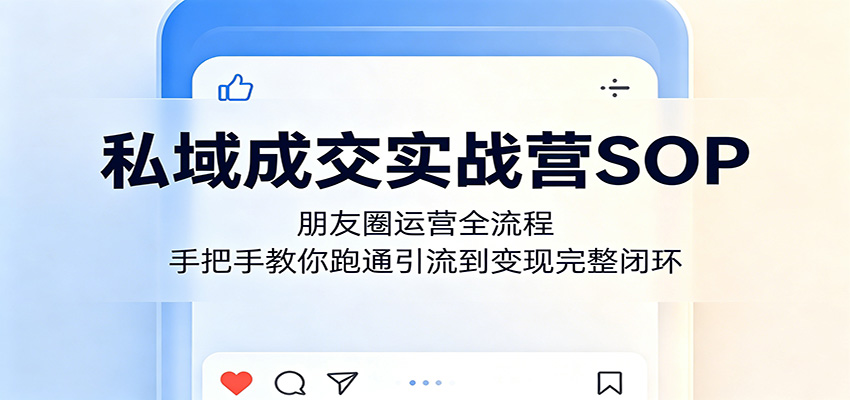 私域成交实战营SOP：朋友圈运营全流程，手把手教你跑通引流到变现完整闭环-hcnxn