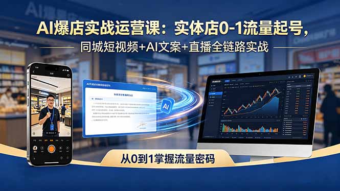 AI爆店实战运营课：实体店0-1流量起号，同城短视频+AI文案+直播全链路实战-hcnxn