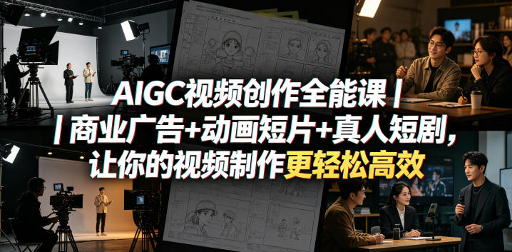 AIGC视频创作全能课｜商业广告+动画短片+真人短剧，让你的视频制作更轻松高效-hcnxn