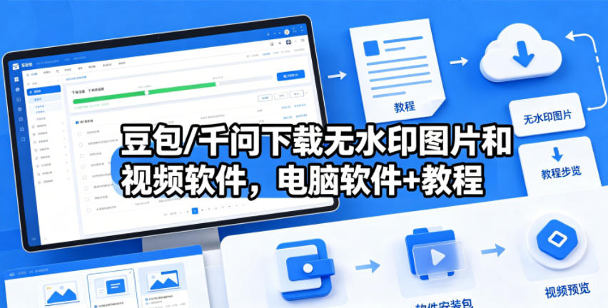 豆包/千问下载无水印图片和视频软件，电脑软件+教程-hcnxn