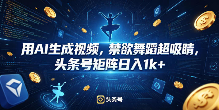 用AI生成视频，禁欲舞蹈超吸睛，头条号矩阵日入1k+-hcnxn