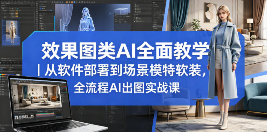 效果图类AI全面教学｜从软件部署到场景模特软装，全流程AI出图实战课-hcnxn