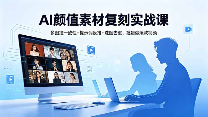 AI颜值素材复刻实战课，多图控一致性+提示词反推+洗图去重，批量做爆款视频-hcnxn