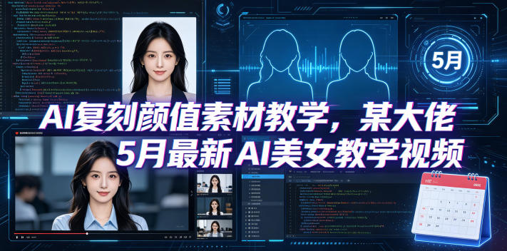 AI复刻颜值素材教学，某大佬5月最新AI美女教学视频，内含4月好物复刻教学-hcnxn
