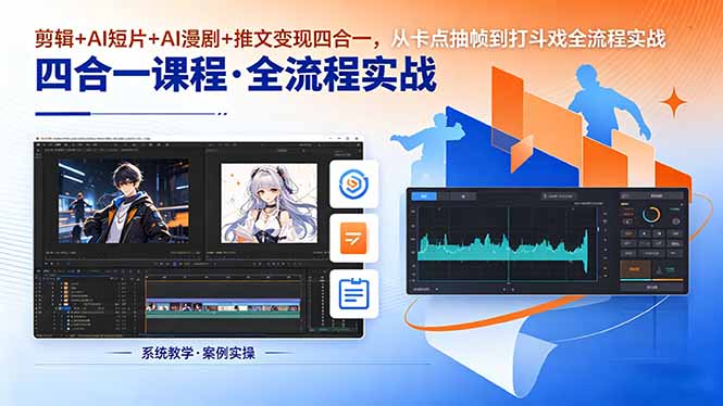 剪辑+AI短片+AI漫剧+推文变现四合一，从卡点抽帧到打斗戏全流程实战-hcnxn