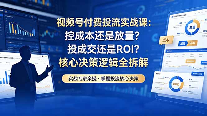 视频号付费投流实战课-5月：控成本还是放量？投成交还是ROI？核心决策逻辑全拆解-hcnxn