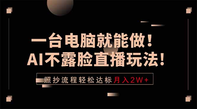 一台电脑就能做！AI不露脸直播玩法，照抄流程轻松达标月入2W+-hcnxn