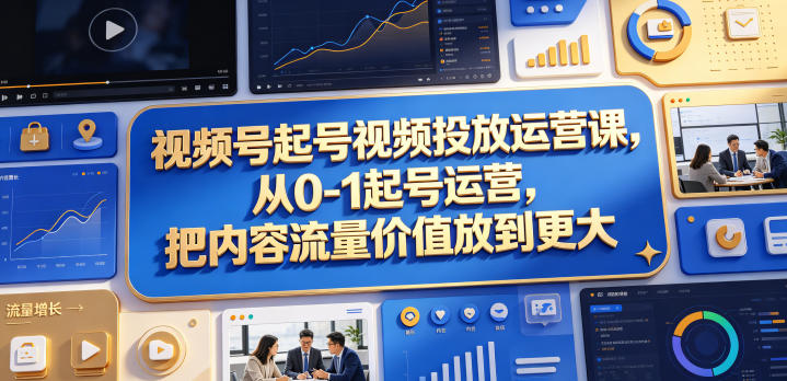 视频号起号视频投放运营课，从0-1起号运营，把内容流量价值放到更大-hcnxn