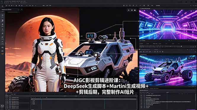 AIGC影视剪辑进阶课：DeepSeek生成脚本+Martini生成视频+剪辑后期，完整制作AI短片-hcnxn