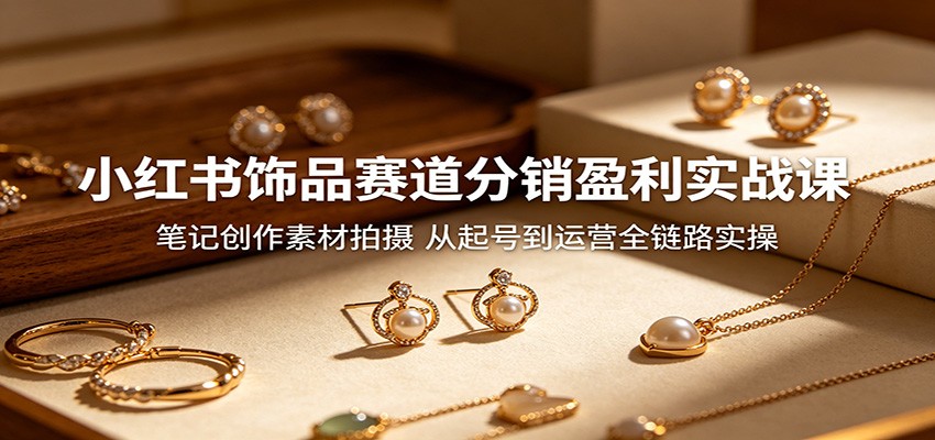 小红书饰品赛道分销盈利实战课：笔记创作素材拍摄，从起号到运营全链路实操-hcnxn