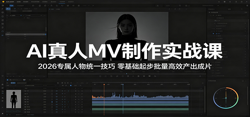 AI真人MV制作实战课：2026专属人物统一技巧，零基础起步批量高效产出成片-hcnxn
