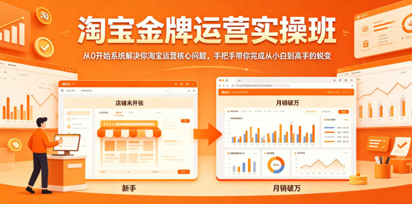 淘宝金牌运营实操班，从0开始系统解决你淘宝运营核心问题，手把手带你完成从小白到高手的蜕变-hcnxn